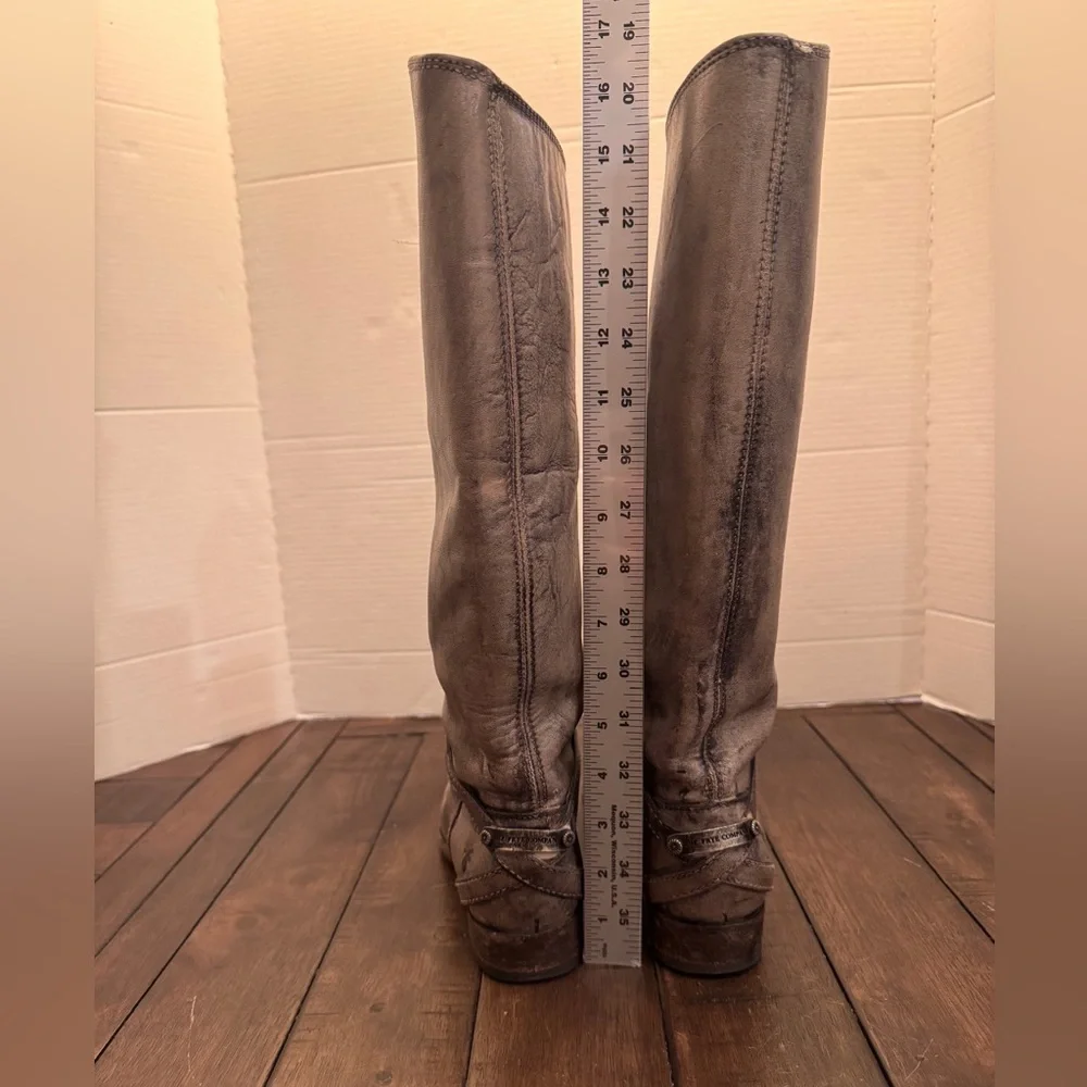 FRYE LINDSAY PLATE 76975 LADIES DISTRESSED LEATHER RIDING BOOTS SIZE 7B FESTIVAL